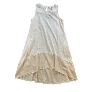 Label Of Love High-Low Hem Linen/Rayon Swing Tank Dress M Beige NEW